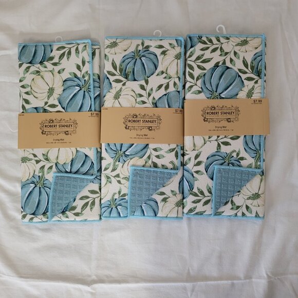 Blue Pumpkins Fall Dish Mats (3 mats) Robert Stanley  NWT - Picture 2 of 7